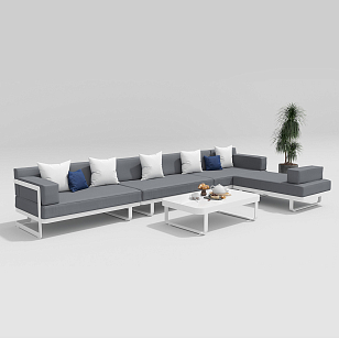 Лаунж зона Gardenini Hacienda Белый / Серый для дачи Лаунж зона Gardenini Hacienda Белый / Серый, садовая мебель