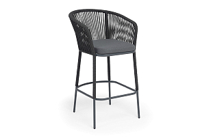 Стул барный 4SIS Марсель, каркас темно-серый муар, роуп темно-серый, ткань темно-серая, садовая мебель
