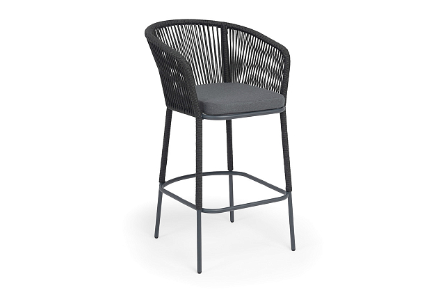 Стул барный 4SIS Марсель, каркас темно-серый муар, роуп темно-серый, ткань темно-серая 