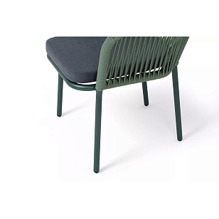 Стул 4SIS Марсель, каркас RAL6036 муар, роуп зеленый, ткань темно-серая 027 для дачи Стул 4SIS Марсель, каркас RAL6036 муар, роуп зеленый, ткань темно-серая 027, садовая мебель