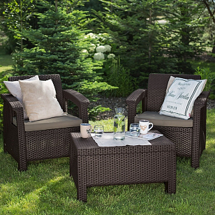 Комплект Keter Corfu Weekend коричневый, садовая мебель