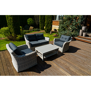 Лаунж зона Lite Venezia (2-местный диван, кофейный столик, 2 кресла) Цвет: серый, садовая мебель