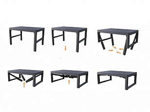 Стол раскладной Keter Lyon rattan коричневый для дачи Стол раскладной Keter Lyon rattan коричневый, садовая мебель