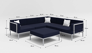Лаунж зона Gardenini Serenita Dark Blue, садовая мебель