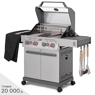 газовый гриль primeliner s class pro deluxe (с боковой и задней ик горелкой и вертелом)
