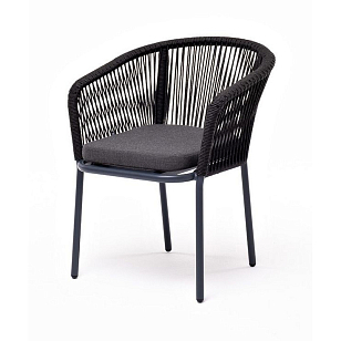 Стул 4SIS Марсель, каркас темно-серый (RAL7024) муар, роуп темно-серый, ткань темно-серая 027, садовая мебель