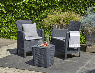 Комплект мебели Keter Trenton Balcony графит для дачи Комплект мебели Keter Trenton Balcony графит, садовая мебель