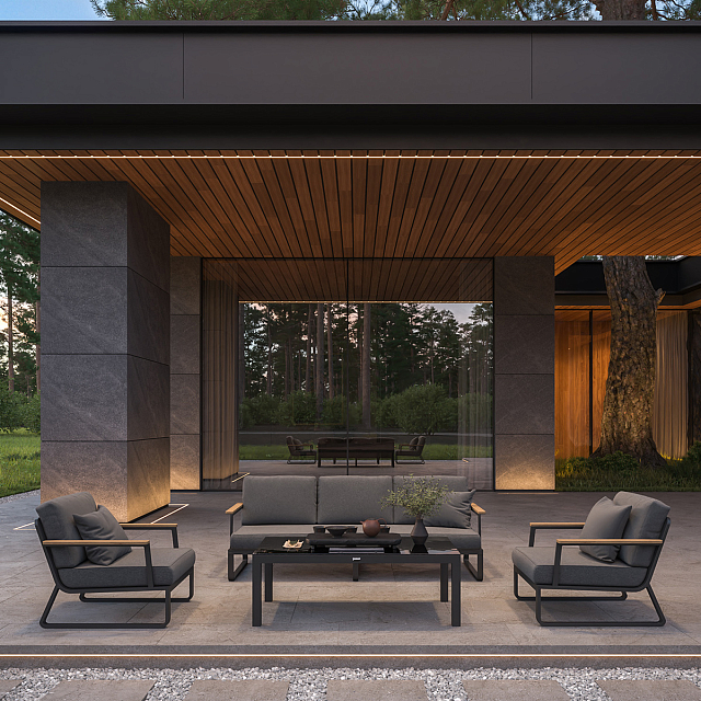 Лаунж зона Gardenini Premium Voglie Long Карбон / Темно-серый 