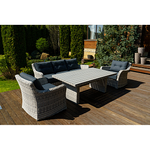 Лаунж зона Lite Venezia (3х-местный диван, стол, 2 кресла) Цвет: серый, садовая мебель