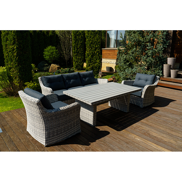 Лаунж зона Lite Venezia (3х-местный диван, стол, 2 кресла) Цвет: серый 