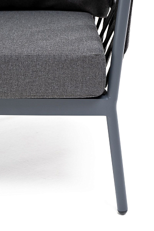 Кресло из роупа 4SIS Диего, каркас темно-серый муар, роуп темно-серый, ткань темно-серая 027, садовая мебель