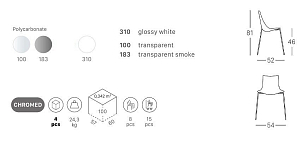 Стул Scab Design Zebra Antishock Цвет: хром, бесцветный, садовая мебель