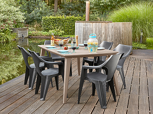 Стул Keter Dante Lowback графит для дачи Стул Keter Dante Lowback графит, садовая мебель